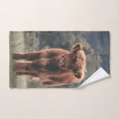 ハイランド牛ふくらはぎ秋の草原 バスタオルセット (ハンドタオル)