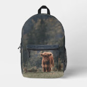 ハイランド牛ふくらはぎ秋の草原 プリントバックパック (正面)