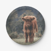 ハイランド牛ふくらはぎ秋の草原 ペーパープレート (正面)