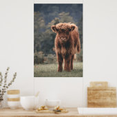 ハイランド牛ふくらはぎ秋の草原 ポスター (キッチン)