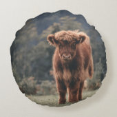 ハイランド牛ふくらはぎ秋の草原 ラウンドクッション (裏面)