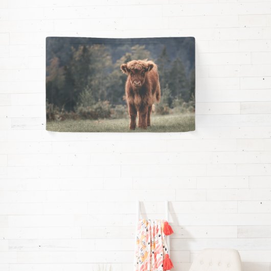 ハイランド牛ふくらはぎ秋の草原 横断幕 (インサイチュ)