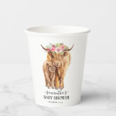 ハイランド牛ふくらはぎ赤ちゃんシャワー水色 紙コップ (正面)