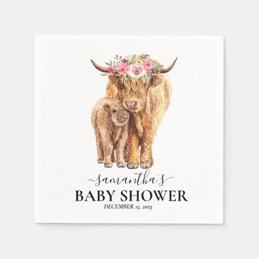 ハイランド牛ふくらはぎ赤ちゃんシャワー スタンダードカクテルナプキン (正面)