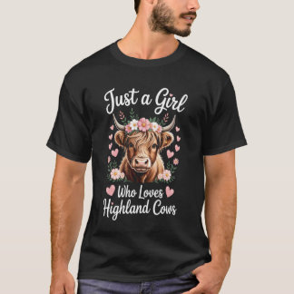 ハイランド牛を愛する女の子 Tシャツ