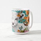 ハイランド牛カラフルとカボチャとヒマワリ コーヒーマグカップ (正面右)