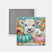 ハイランド牛カラフルとカボチャとヒマワリ マグネット (正面/裏面)