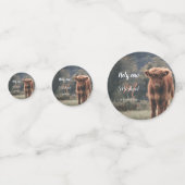 ハイランド牛カーフモノグラム最初の誕生日パーティー コンフェッティ (正面)