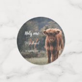 ハイランド牛カーフモノグラム最初の誕生日パーティー コンフェッティ (スモール正面)