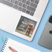 ハイランド牛カーフモノグラム最初の誕生日パーティー シール (ノートパソコンとiPhone)