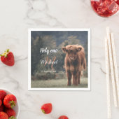 ハイランド牛カーフモノグラム最初の誕生日パーティー スタンダードカクテルナプキン (インサイチュ)