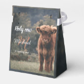 ハイランド牛カーフモノグラム最初の誕生日パーティー フェイバーボックス (裏面サイド)