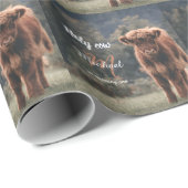 ハイランド牛カーフモノグラム最初の誕生日パーティー ラッピングペーパー (ロールコーナー)