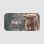 ハイランド牛カーフモノグラム最初の誕生日パーティー 名札 (正面)