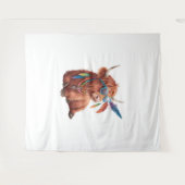 ハイランド牛クール、牛、サングラス タペストリー (正面(横))