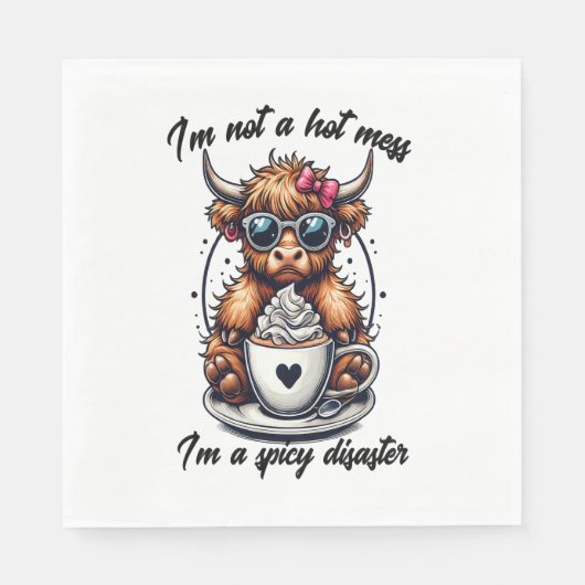 ハイランド牛コーヒー、コーヒー牛 スタンダードランチョンナプキン (正面)