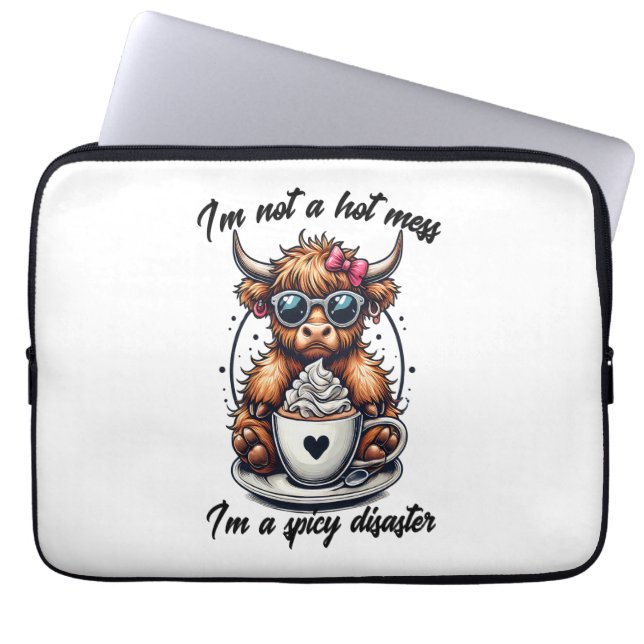 ハイランド牛コーヒー、コーヒー牛 ラップトップスリーブ (正面)
