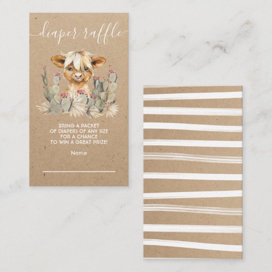 ハイランド牛サボテンおむつラッフルカード エンクロージャーカード (正面/裏面)