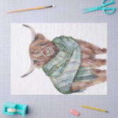 ハイランド牛タータンチェック鱗片水色 薄葉紙 (クラフト)