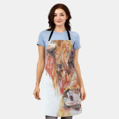 ハイランド牛デザインオールオーバープリントエプロン エプロン (着用した状態)