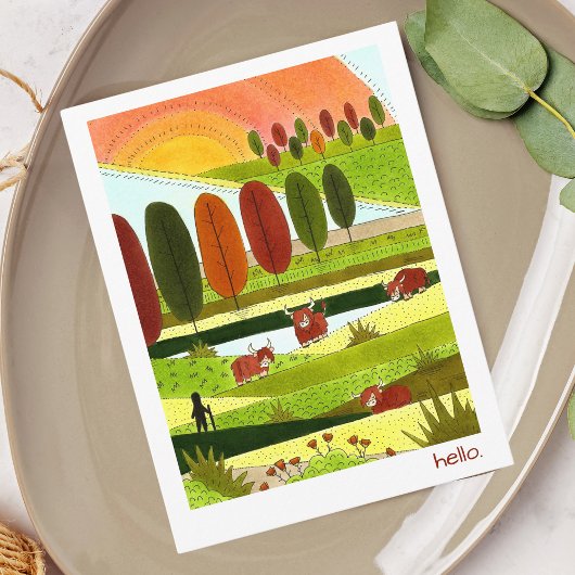ハイランド牛ハローハガキ ポストカード