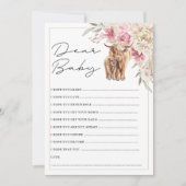 ハイランド牛ピンクフローラ赤ちゃんシャワーのウィッシュカード 招待状 (正面)