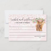 ハイランド牛ピンクベイビーシャワーの願いと知恵 招待状 (正面)