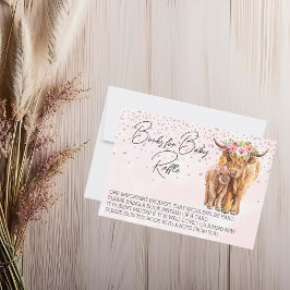 ハイランド牛ピンク赤ちゃんシャワーブックスベビー 招待状