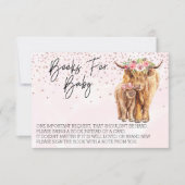 ハイランド牛ピンク赤ちゃんシャワーブックスベビー 招待状 (正面)