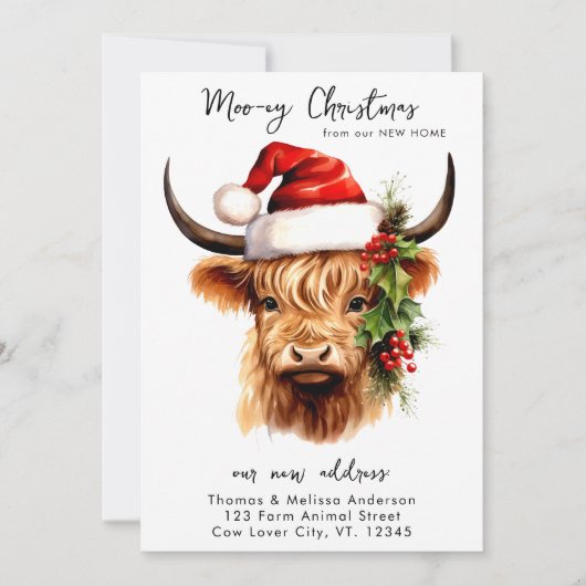 ハイランド牛フェスティバル農場動物クリスマスムービング シーズンカード (正面)