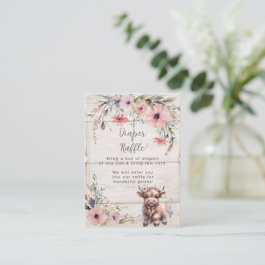 ハイランド牛フローラかわいい愛らしいおむつラッフル エンクロージャーカード (スタンド正面)