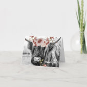 ハイランド牛フローラ |ウエスタン女性のカーボーイ パーソナライズされた サンキューカード (正面)