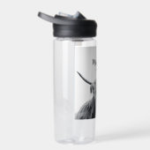 ハイランド牛ポートレートイニシャルモノグラム白黒 ウォーターボトル (右面)