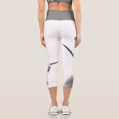 ハイランド牛ポートレートイニシャルモノグラム白黒 カプリレギンス (裏面)