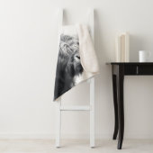 ハイランド牛ポートレートイニシャルモノグラム白黒 シェルパブランケット (インサイチュ)