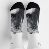 ハイランド牛ポートレートイニシャルモノグラム白黒 ソックス (上部)