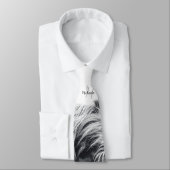 ハイランド牛ポートレートイニシャルモノグラム白黒 ネクタイ (タイ)