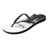 ハイランド牛ポートレートイニシャルモノグラム白黒 ビーチサンダル (アングル)