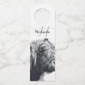 ハイランド牛ポートレートイニシャルモノグラム白黒 ボトルネックタグ (裏面)