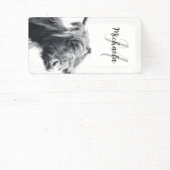 ハイランド牛ポートレートイニシャルモノグラム白黒 横断幕 (インサイチュ)