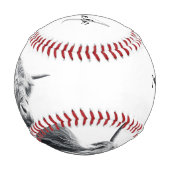 ハイランド牛ポートレートイニシャルモノグラム白黒 野球ボール (裏面)