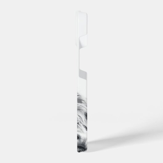 ハイランド牛ポートレートイニシャルモノグラム白黒 iPhoneケース (左側面)