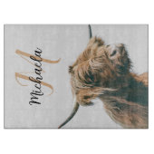 ハイランド牛ポートレート名前をカスタムするイニシャルモノグラム カッティングボード (正面)