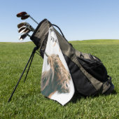 ハイランド牛ポートレート名前をカスタムするイニシャルモノグラム ゴルフタオル (グリーン)