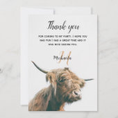 ハイランド牛ポートレート名前をカスタムするイニシャルモノグラム サンキューカード (正面)