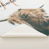 ハイランド牛ポートレート名前をカスタムするイニシャルモノグラム シェルパブランケット (3/4)