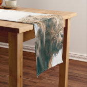 ハイランド牛ポートレート名前をカスタムするイニシャルモノグラム ショートテーブルランナー (インサイチュ)