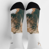 ハイランド牛ポートレート名前をカスタムするイニシャルモノグラム ソックス (上部)