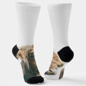 ハイランド牛ポートレート名前をカスタムするイニシャルモノグラム ソックス (傾斜あり)