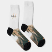 ハイランド牛ポートレート名前をカスタムするイニシャルモノグラム ソックス (右)